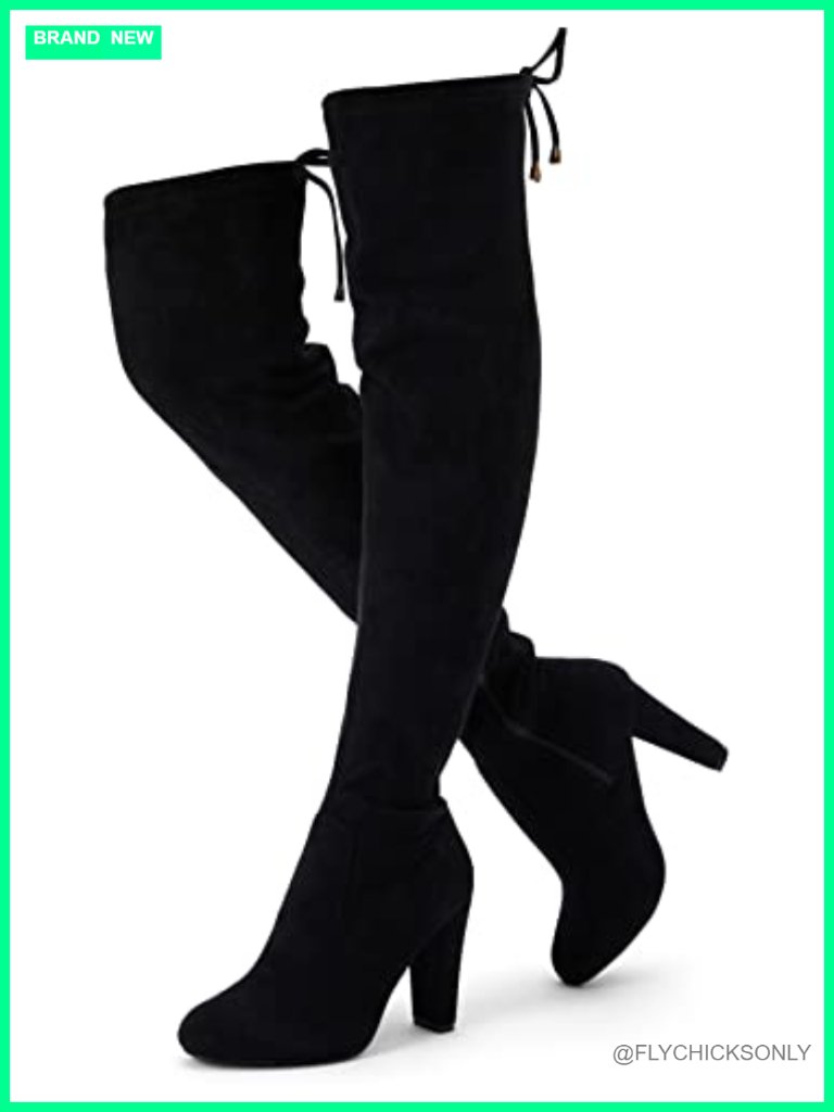 Suede Thigh High Over The Knee Boots With Block Heel